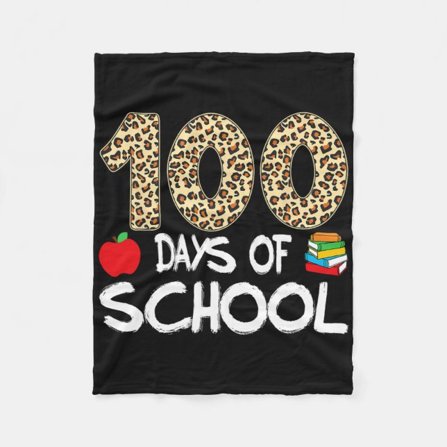 100 Days Of School Teacher Leopard 100th Day Of Sc Fleece Blanket (Front)