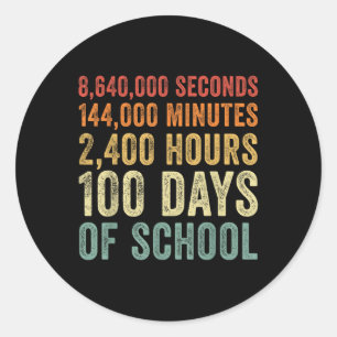 100 Days Of School Teacher Outfit 80s Retro Vintag Classic Round Sticker