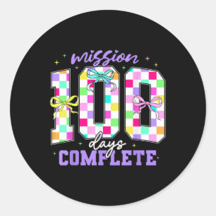 100 Days Of School Teacher Retro Girl 100th Days Classic Round Sticker