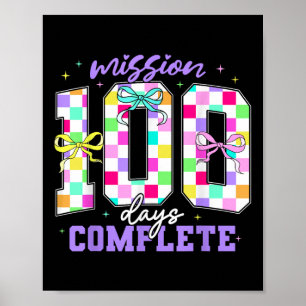 100 Days Of School Teacher Retro Girl 100th Days Poster