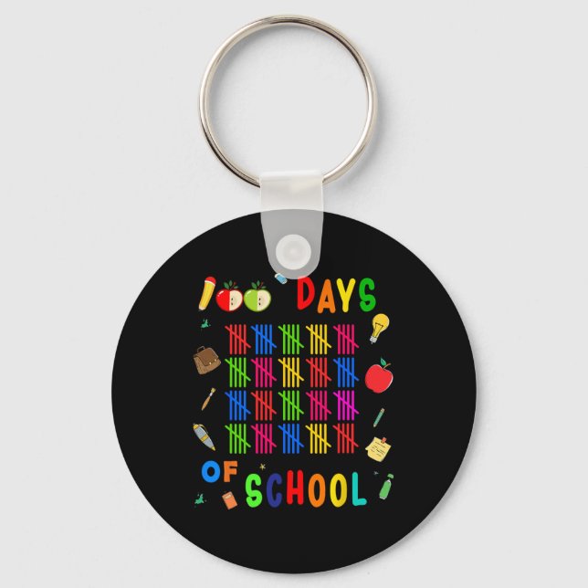 100 Days Of School Teacher Student's First 100 Day Key Ring (Front)