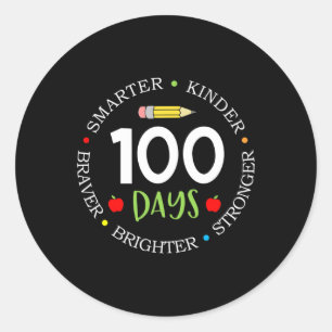 100 Days Of School Teacher Team Kids Growth Mindse Classic Round Sticker
