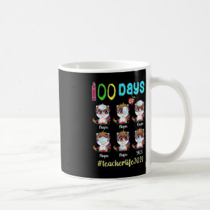 100 Days of School Teacher  Unicorn Wearing Mask W Coffee Mug
