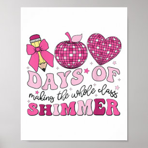 100 Days Of School Teachers Coquette Bow 100th Poster