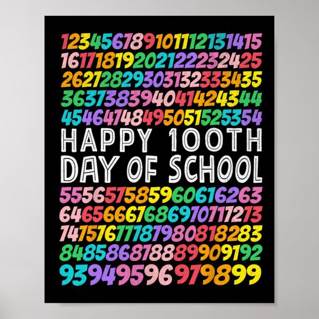 100 Days Of School Teachers Kids 100th Day Numbers Poster (Front)