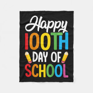 100 Days Of School Teachers Kids Girls Boys 100th  Fleece Blanket