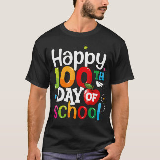 100 Days Of School Teachers Kids Girls Boys Happy  T-Shirt