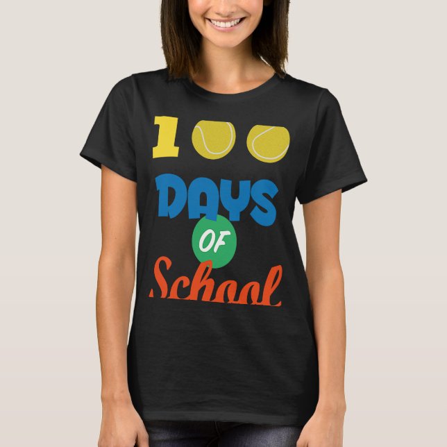 100 Days Of School Tennis 100 Days Smarter T-Shirt (Front)