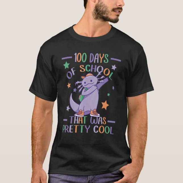 100 Days Of School That Was Pretty Cool Dabbing Ax T-Shirt (Front)