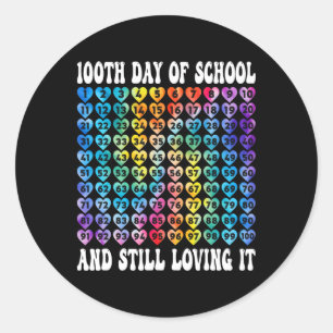 100 Days Of School Tie Dye Hearts Numbers 100 Day Classic Round Sticker
