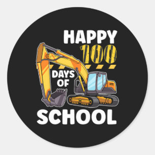 100 Days Of School Toddler Boy Construction Vehicl Classic Round Sticker