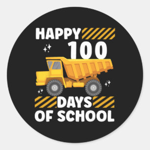 100 Days Of School Toddler Boy Construction Vehicl Classic Round Sticker
