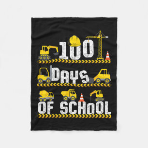 100 Days Of School Toddler Boy Construction Vehicl Fleece Blanket