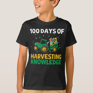 100 Days Of School Tractor Farming 100th Day Farm  T-Shirt
