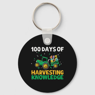 100 Days Of School Tractor Farming 100th Day Key Ring