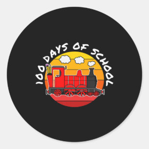 100 Days Of School Train Railroad Teacher Classic Round Sticker