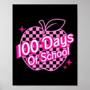 100 Days Of School Trendy Apples Teacher Kid Poster