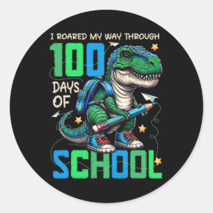 100 Days Of School Trex 100 Days Smarter 100th Day Classic Round Sticker