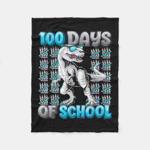 100 Days Of School Trex 100 Days Smarter 100th Fleece Blanket