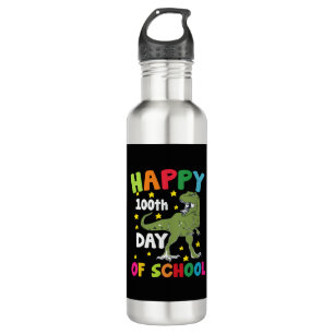 100 Days Of School Trex 100th Day of School  710 Ml Water Bottle