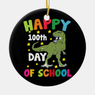 100 Days Of School Trex 100th Day of School  Ceramic Ornament