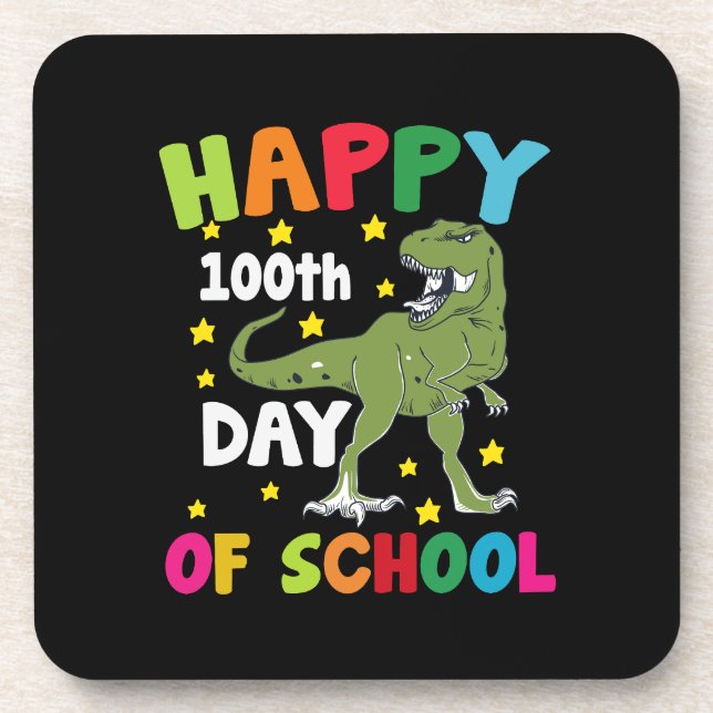 100 Days Of School Trex 100th Day of School  Coaster (Front)