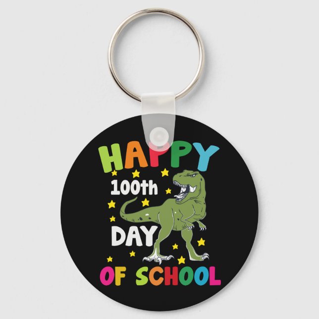 100 Days Of School Trex 100th Day of School  Key Ring (Front)
