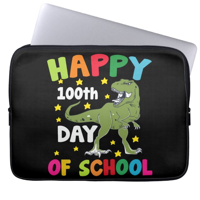 100 Days Of School Trex 100th Day of School  Laptop Sleeve (Front)