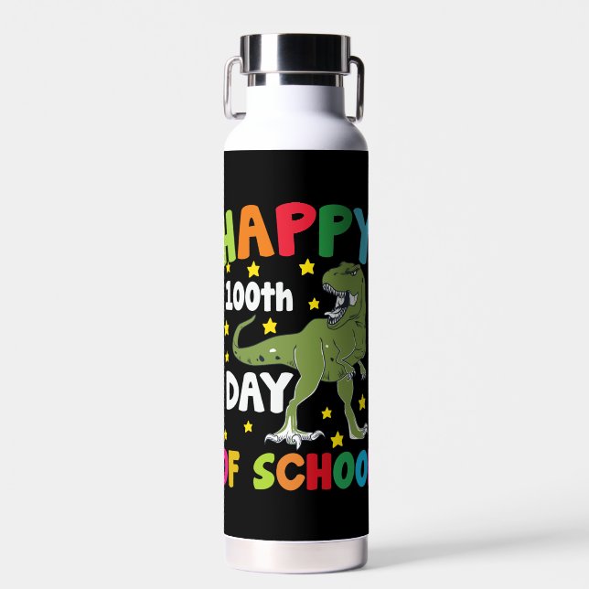 100 Days Of School Trex 100th Day of School  Water Bottle (Front)