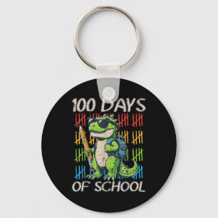 100 Days Of School Trex Dino 100th Day Boys Kids Key Ring