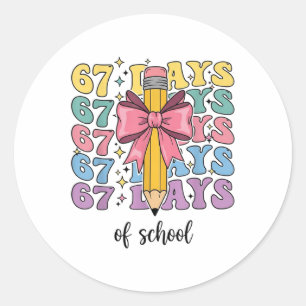 100 Days Of School Truck 67th Day Of School Six Se Classic Round Sticker