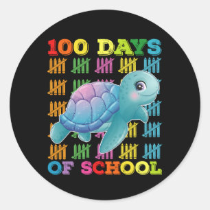 100 Days Of School Turtle Teacher Student Classic Round Sticker