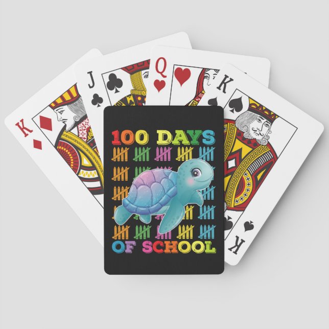 100 Days Of School Turtle Teacher Student Playing Cards (Back)