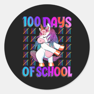 100 Days Of School Unicorn 100 Days Smarter 100th Classic Round Sticker
