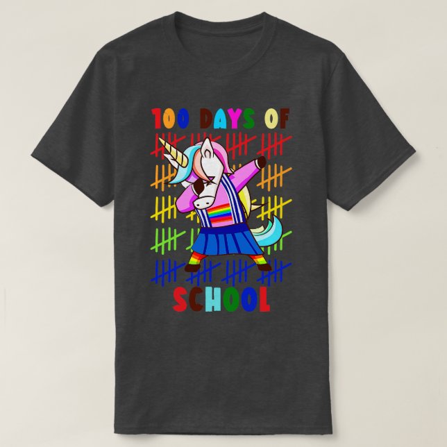 100 Days Of School Unicorn 8 T-Shirt (Design Front)