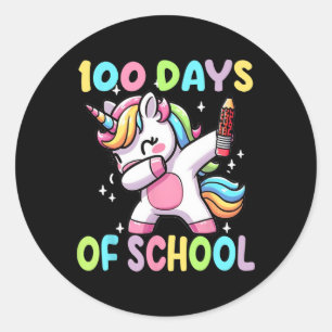 100 Days Of School Unicorn Dancing Teacher Girls T Classic Round Sticker