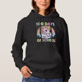 100 Days Of School Unicorn Girls Teacher 100th Day Hoodie