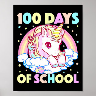 100 Days Of School Unicorn Girls Teacher 100th Day Poster