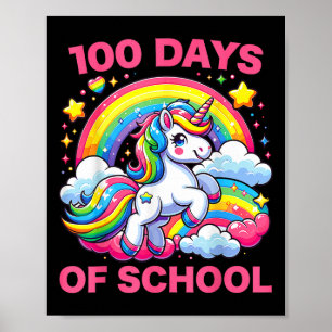 100 Days Of School Unicorn Girls Teacher 100th Day Poster