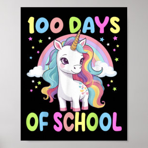 100 Days Of School Unicorn Rainbow Teacher Girls T Poster
