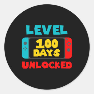 100 Days Of School Unlocked 100th Day Video Gamer Classic Round Sticker