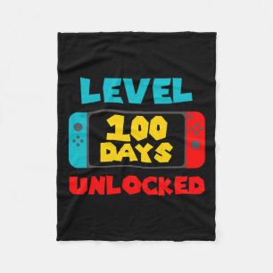 100 Days Of School Unlocked 100th Day Video Gamer  Fleece Blanket