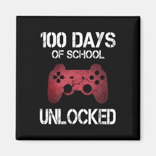 100 Days Of School Unlocked Gamer Boys Kids Girls  Magnet