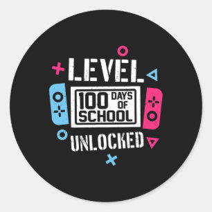 100 Days Of School Unlocked Gamer Video Games Boys Classic Round Sticker