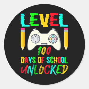 100 Days Of School Unlocked Gamer Video Games Boys Classic Round Sticker