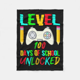 100 Days Of School Unlocked Gamer Video Games Boys Fleece Blanket