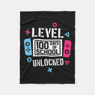 100 Days Of School Unlocked Gamer Video Games Boys Fleece Blanket