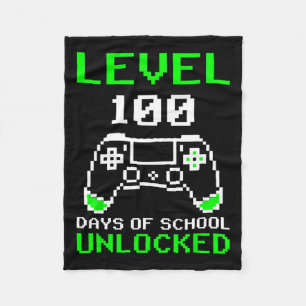 100 Days Of School Unlocked Gamer Video Games Boys Fleece Blanket
