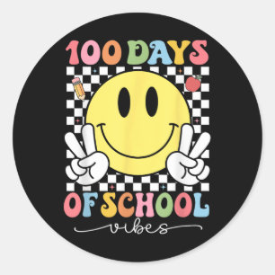 100 Days Of School Vibes Cute Smile Face 100th Classic Round Sticker