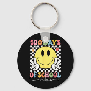 100 Days Of School Vibes Cute Smile Face 100th Key Ring